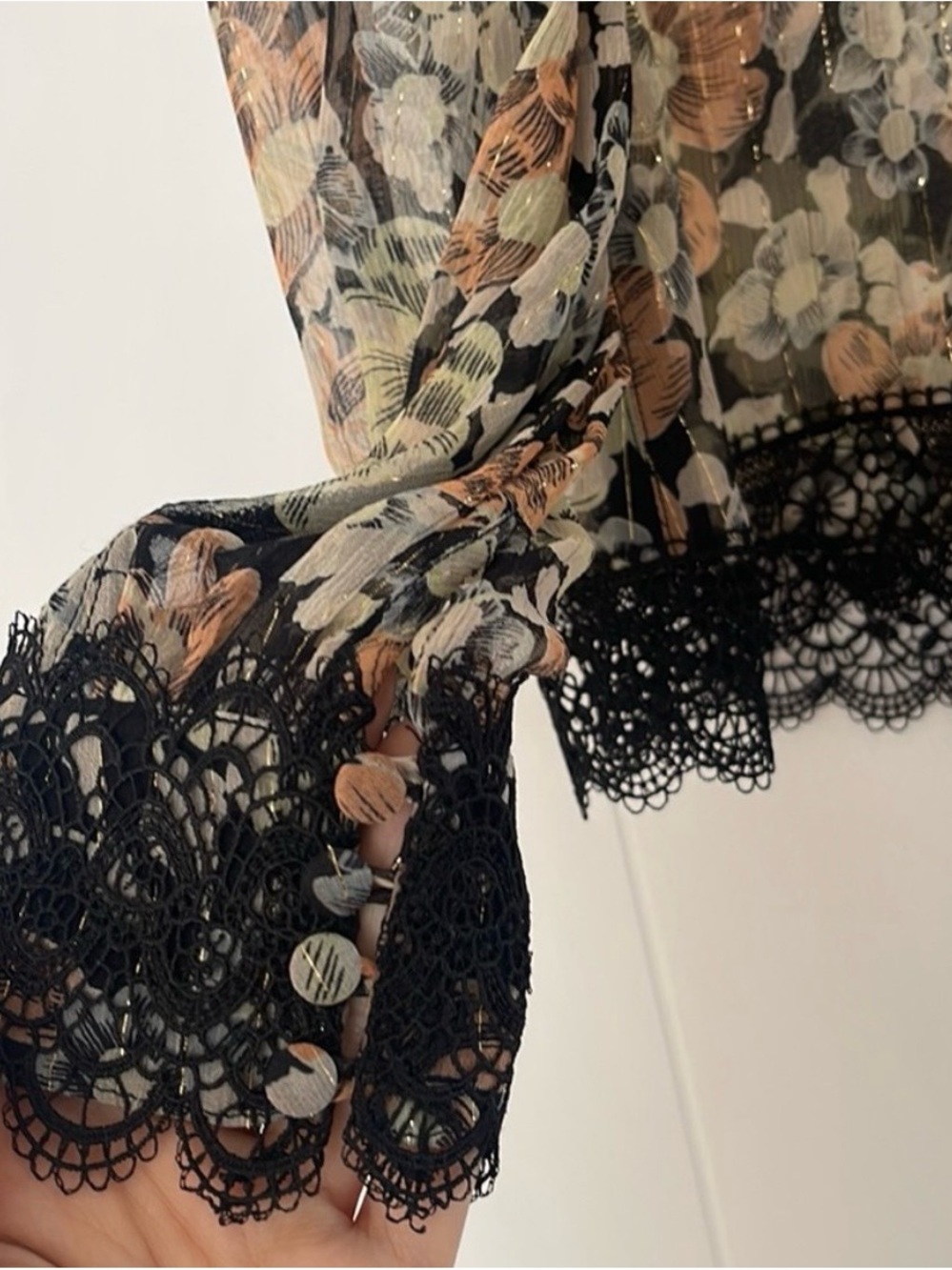 The Kooples Black Sheer Floral Lace Blouse - Picture 5 of 7
